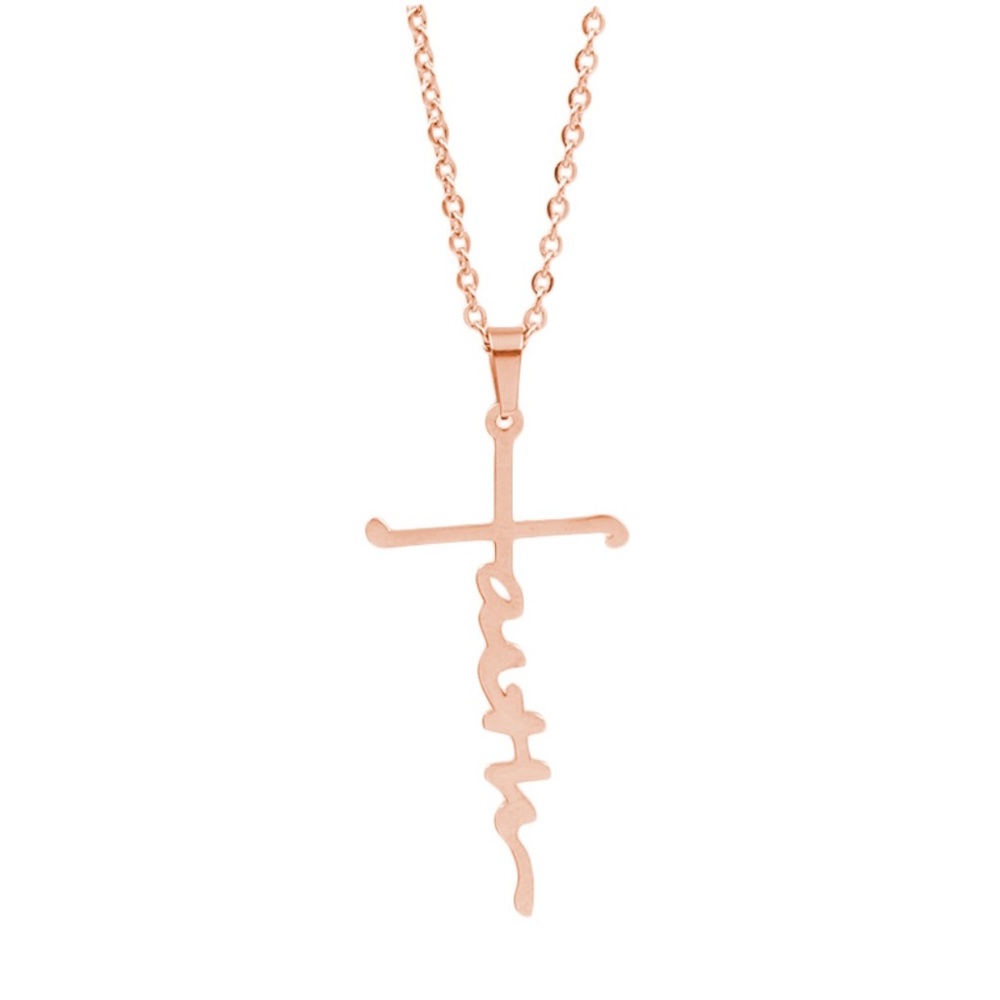 ROSE GOLD cross faith necklace